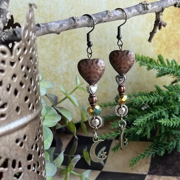 Hearts, Sun & Moon Boho Earrings - Picture 2 of 13